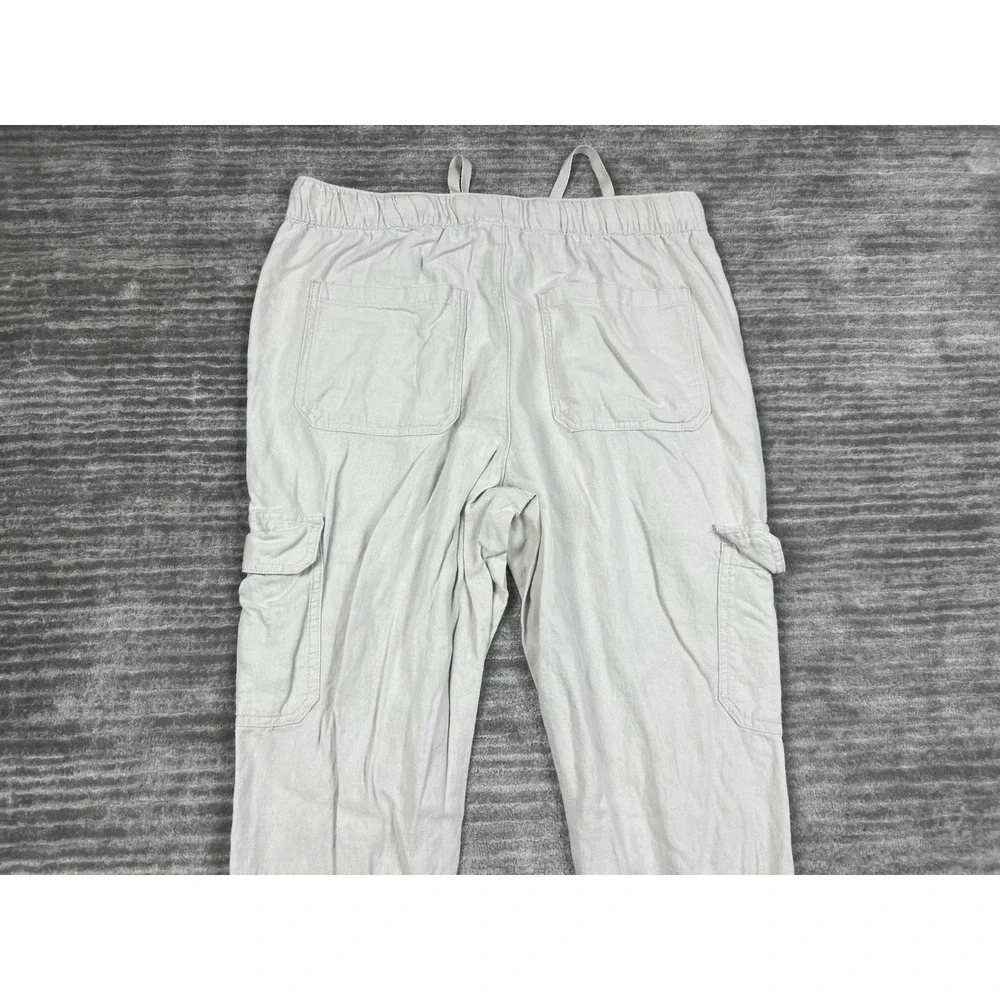 St Johns Bay Pants Womens‎ Large Beige Linen Blend Jogger Drawstring
